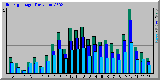 Hourly usage for June 2002